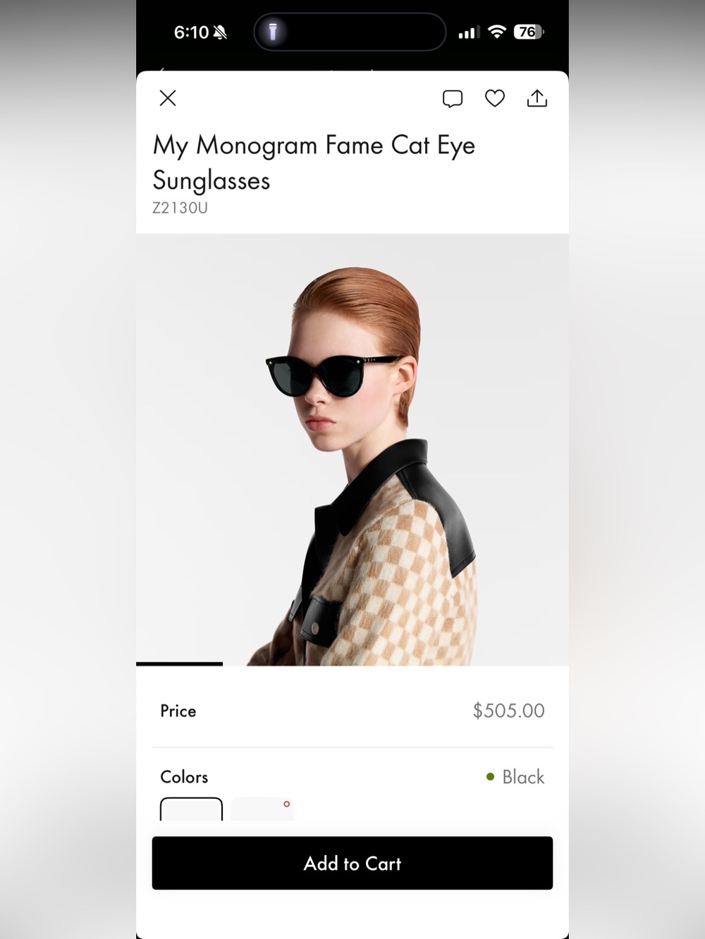 Louis Vuitton Black Cat Eye Sunglasses - Picture 7 of 9